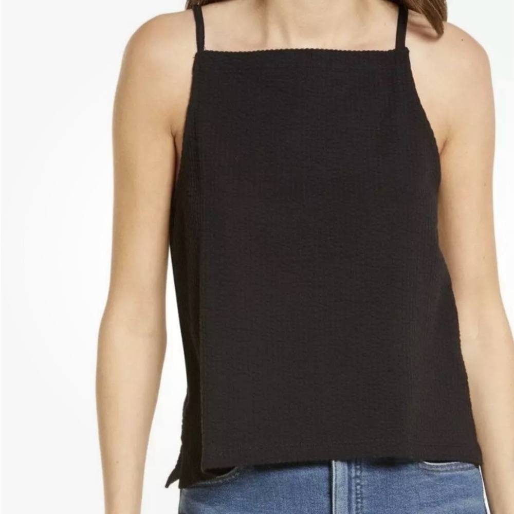 Madewell black ribbed boxy tank cami top Size S